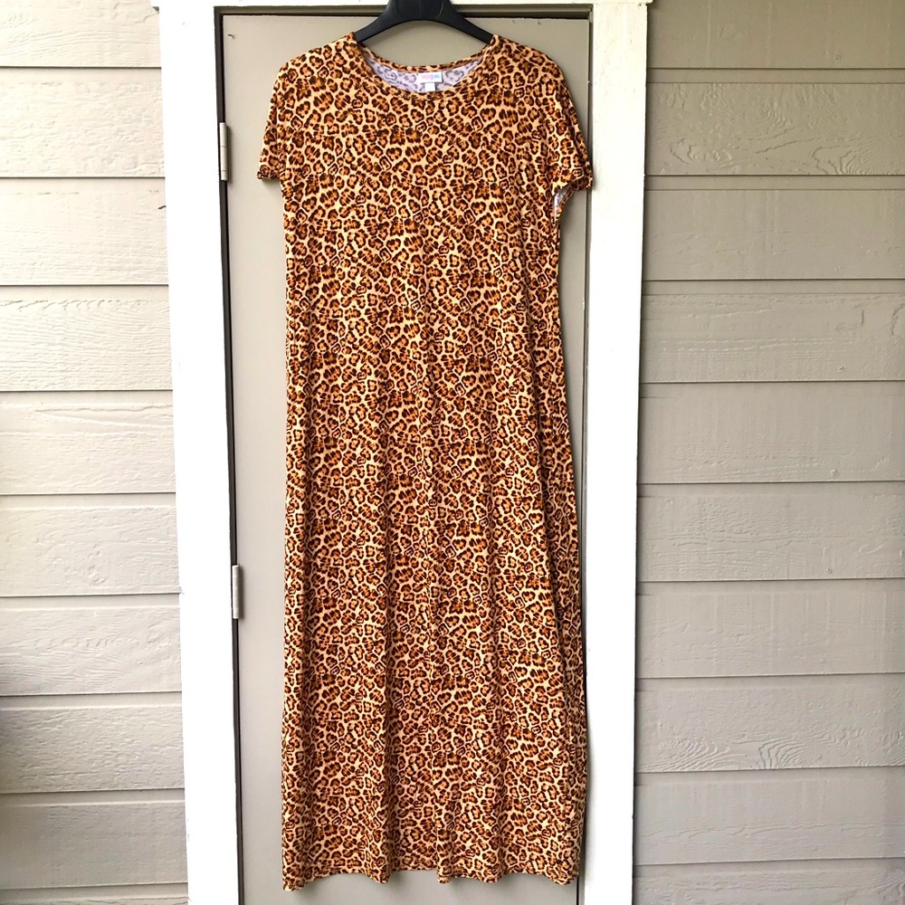 LulaRoe Cheetah Short Sleeve Maxi Dress - Maria Dress